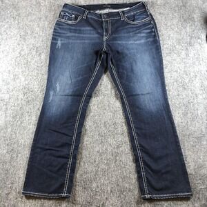 Silver Jeans Co Womens 22W Suki Mid Rise Straight Jeans Medium Wash Stretch